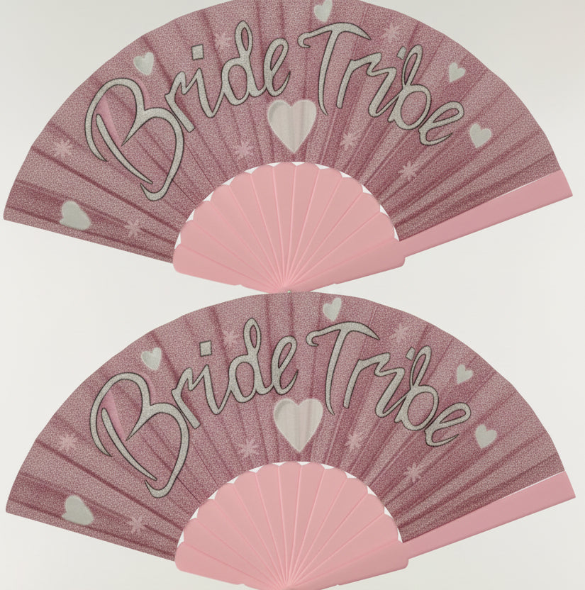 Bride Tribe Custom Pink Glitter Rave Fan – Festival & Hen Party Accessory