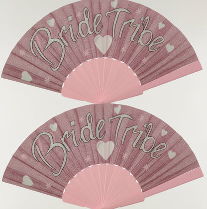 Bride Tribe Custom Pink Glitter Rave Fan – Festival & Hen Party Accessory