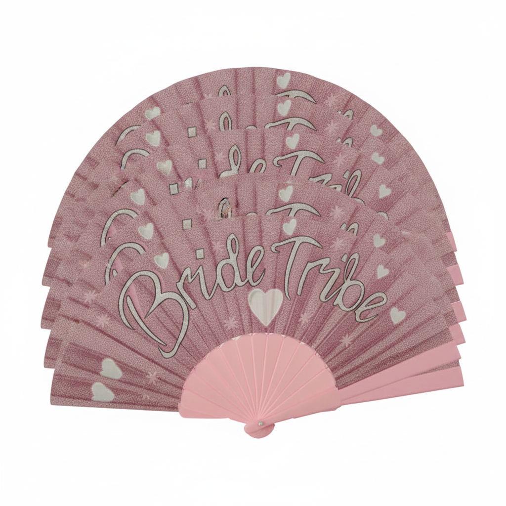 Bride Tribe Custom Pink Glitter Rave Fan – Festival & Hen Party Accessory