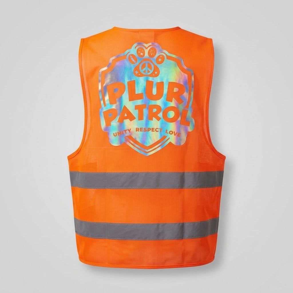 PLUR Patrol Rainbow Reflective Hi Vis Festival Vest