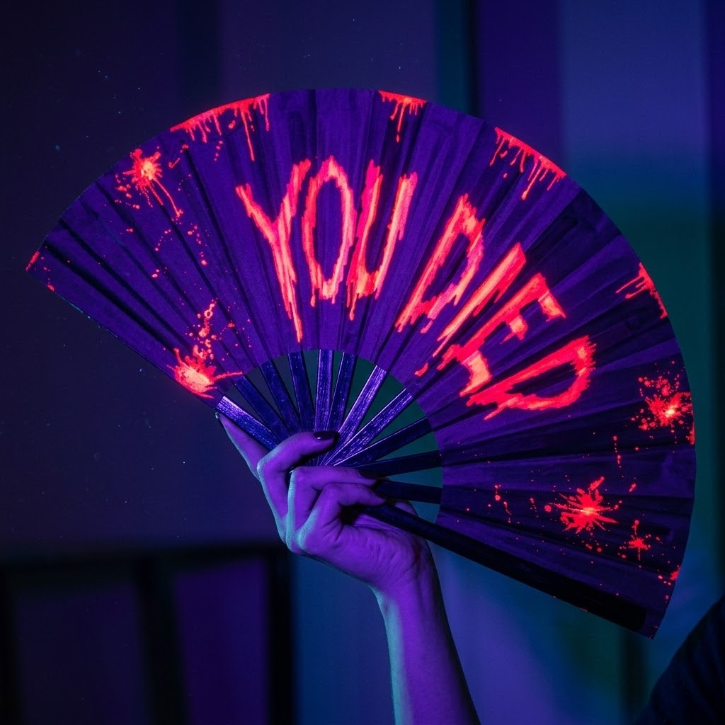 You Died UV Reactive Rave Fan – Horror Gaming Design