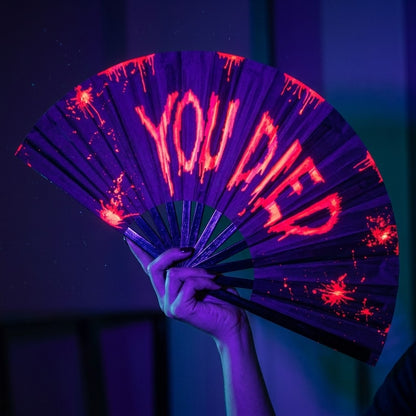 You Died UV Reactive Rave Fan – Horror Gaming Design