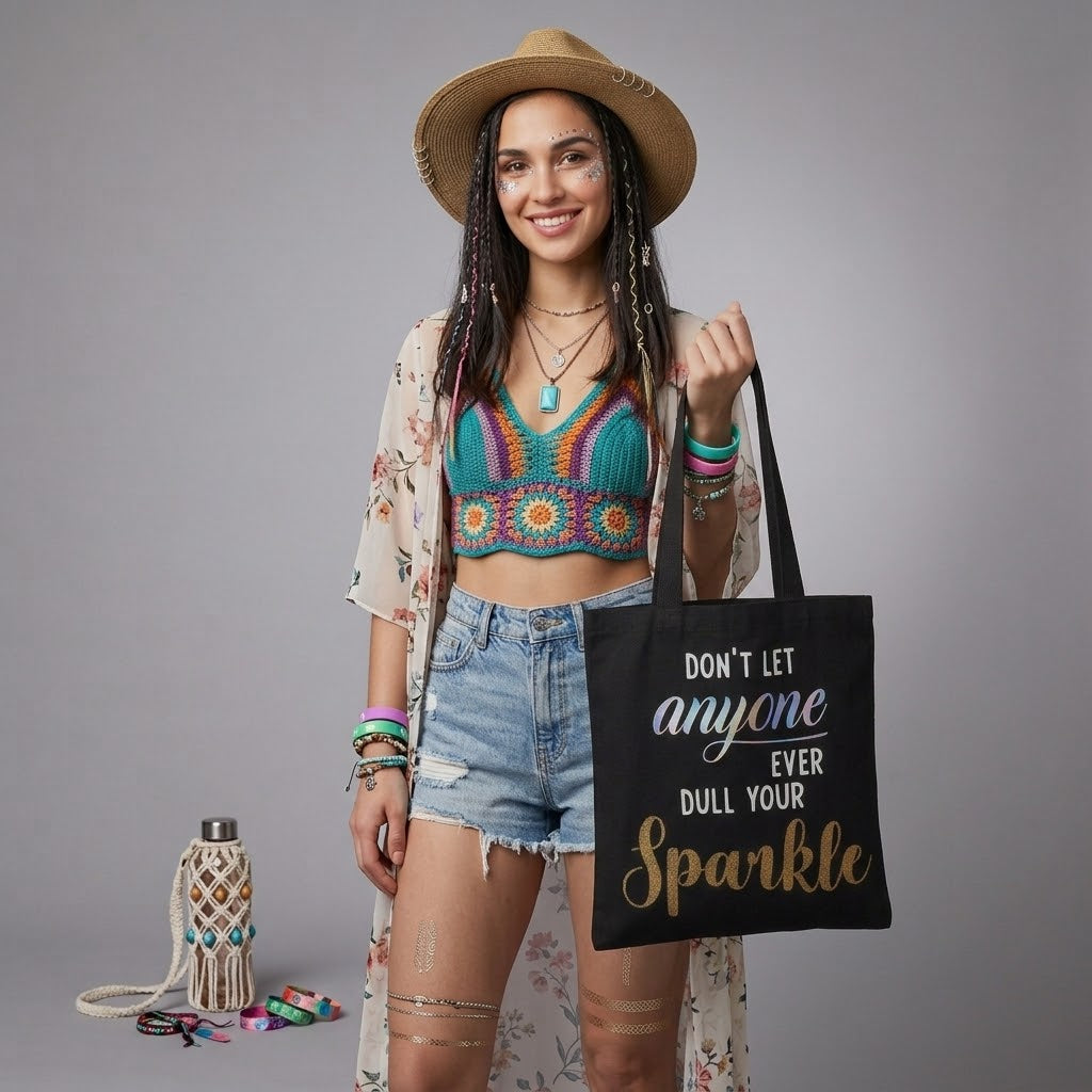 Black Sparkle Tote Bag – Don't Let Anyone Dull Your Sparkle