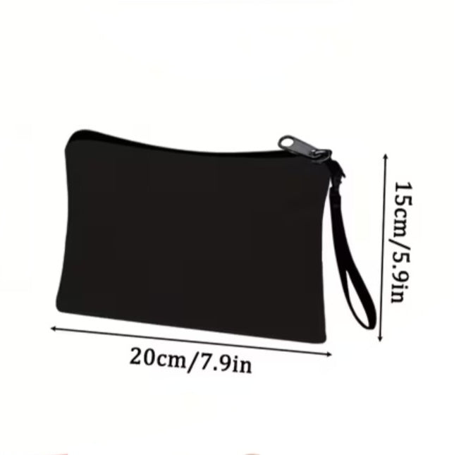 RAVE Wristlet Bag – Black Canvas Holographic Slogan Pouch