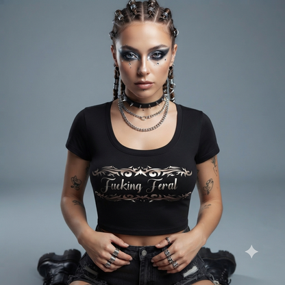 Fucking Feral Holographic Cropped Rave Top