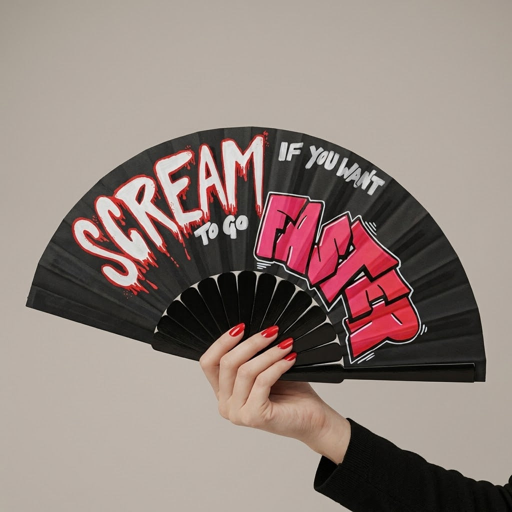 UV Reactive Rave Fan – Scream If You Want To Go Faster