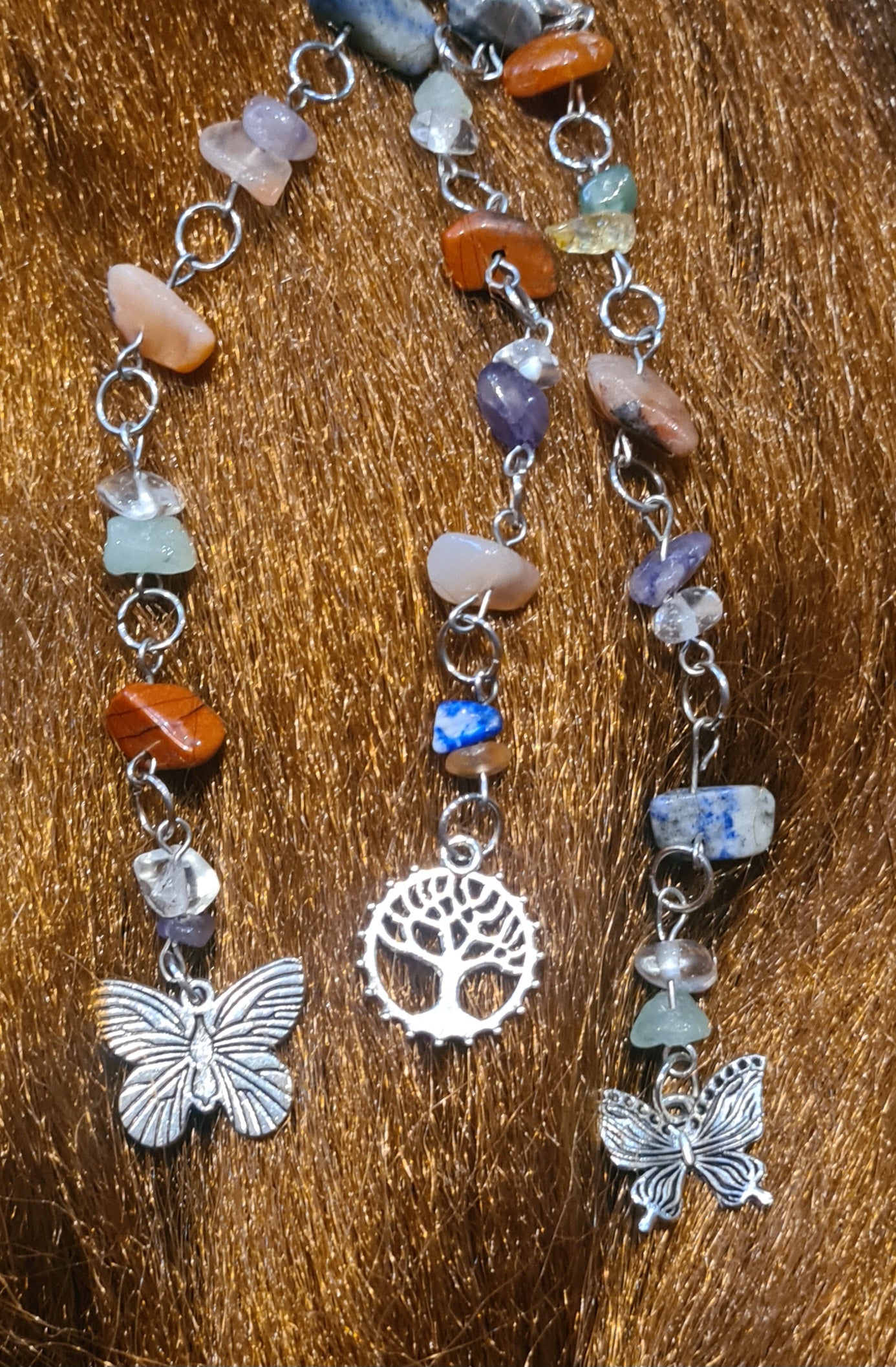 Chakra Stone Silver Hair Charms