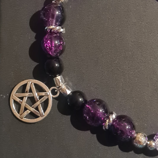 Pentagram Glass Bead Bracelet