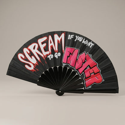 UV Reactive Rave Fan – Scream If You Want To Go Faster