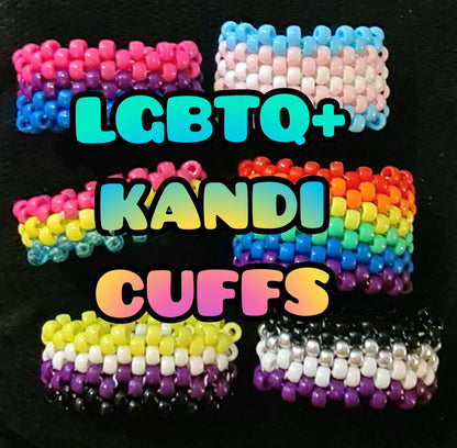 LGBTQ+ Pride Flag Kandi Cuffs - Handmade Festival Bracelets