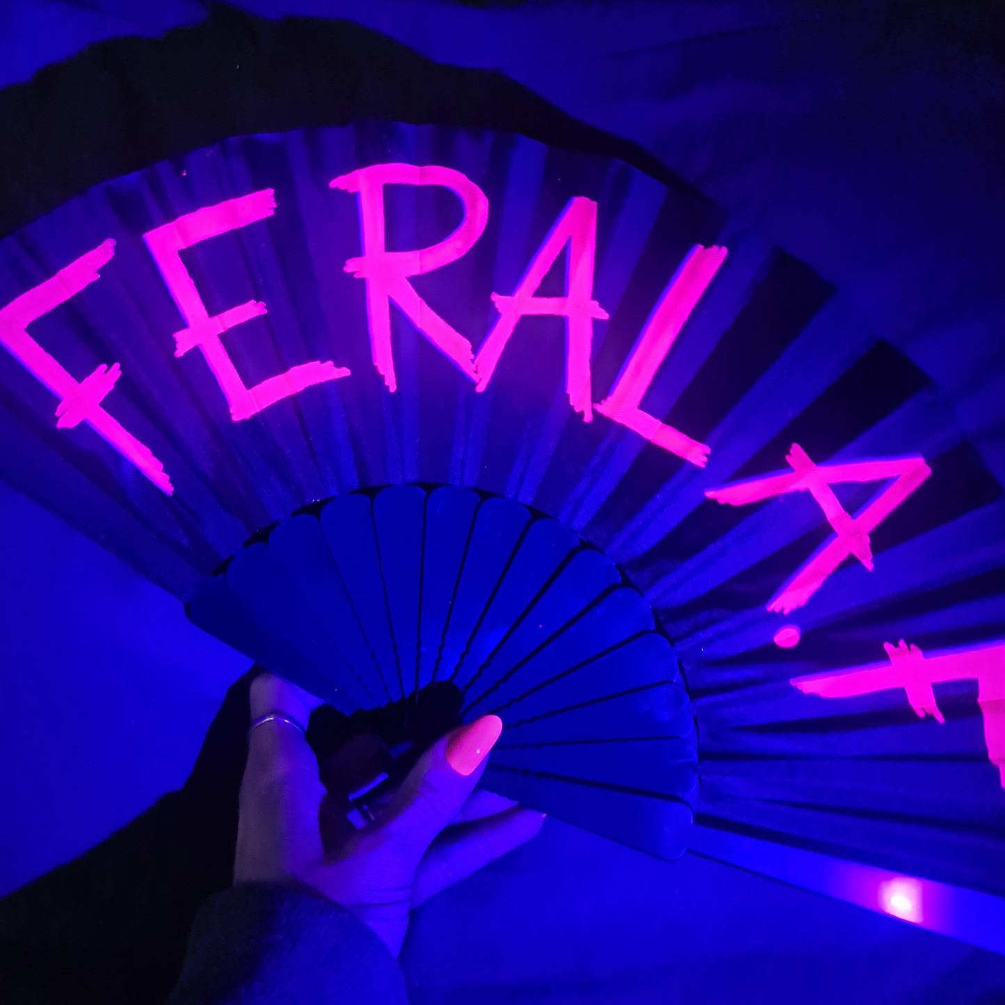 Feral A.F Small UV Rave Fan | Festival Hand Fan