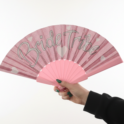 Bride Tribe Custom Pink Glitter Rave Fan – Festival & Hen Party Accessory