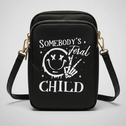 Somebody's Feral Child Festival Crossbody Bag | Gold Zip Rave Bag | FestEssential Treasures