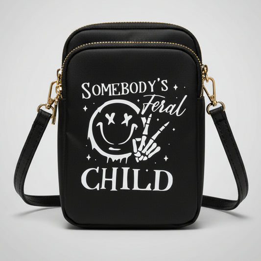 Somebody's Feral Child Festival Crossbody Bag | Gold Zip Rave Bag | FestEssential Treasures