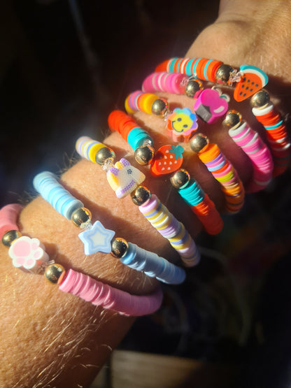 3PCs Vibrant Clay Bead Bracelet Set