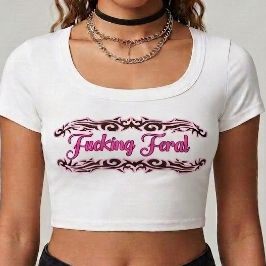 Fucking Feral White Cropped Rave Top