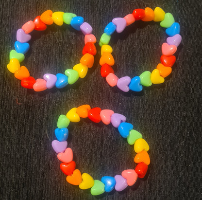 Rainbow Heart Kandi Bracelets - Handmade Festival Rave Accessory