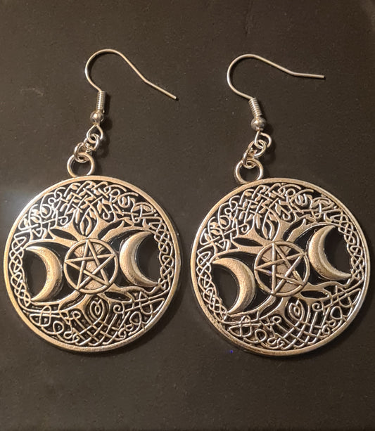 Celtic Tree & Moon Earrings