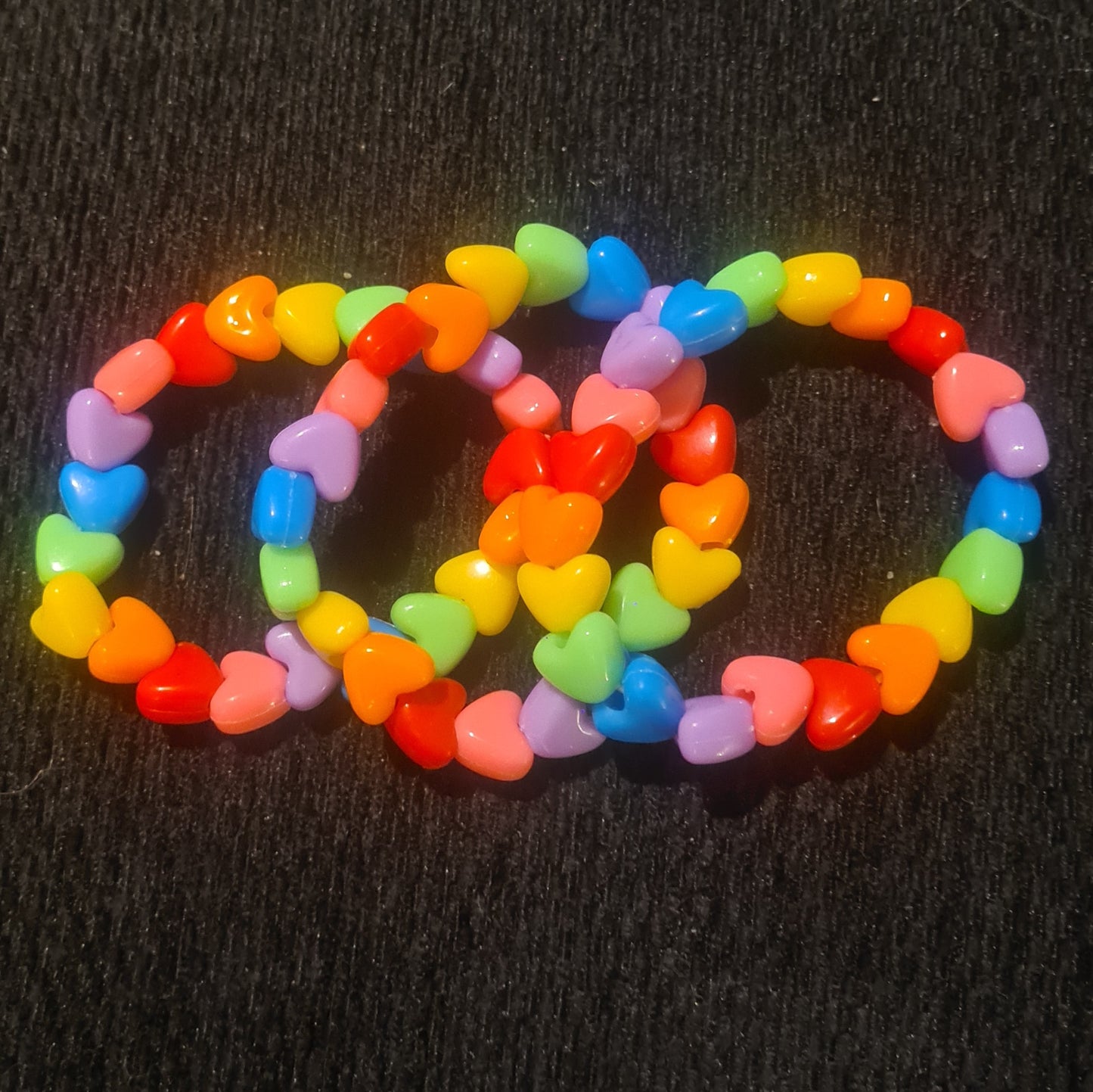 Rainbow Heart Kandi Bracelets - Handmade Festival Rave Accessory