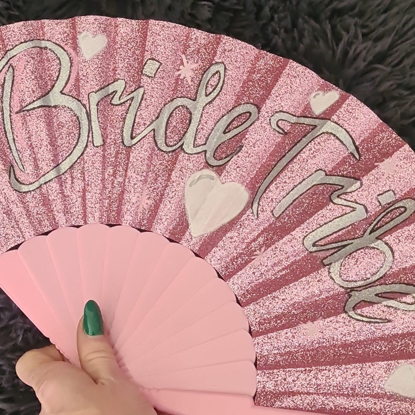 Bride Tribe Custom Pink Glitter Rave Fan – Festival & Hen Party Accessory