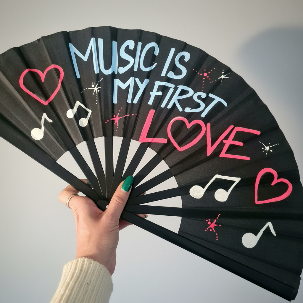 Music Is My First Love UV Reactive Rave Fan