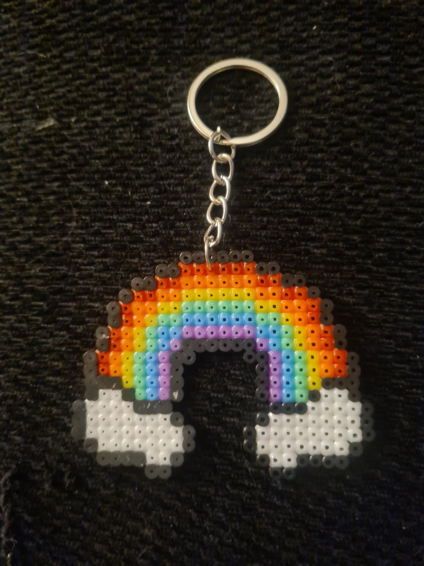 Rainbow Rave Kandi Perler Keyrings - Handmade EDM Festival Accessories