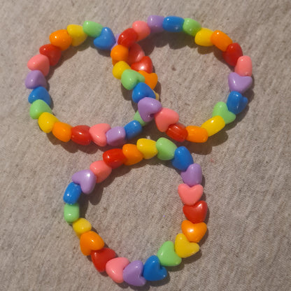 Rainbow Heart Kandi Bracelets - Handmade Festival Rave Accessory