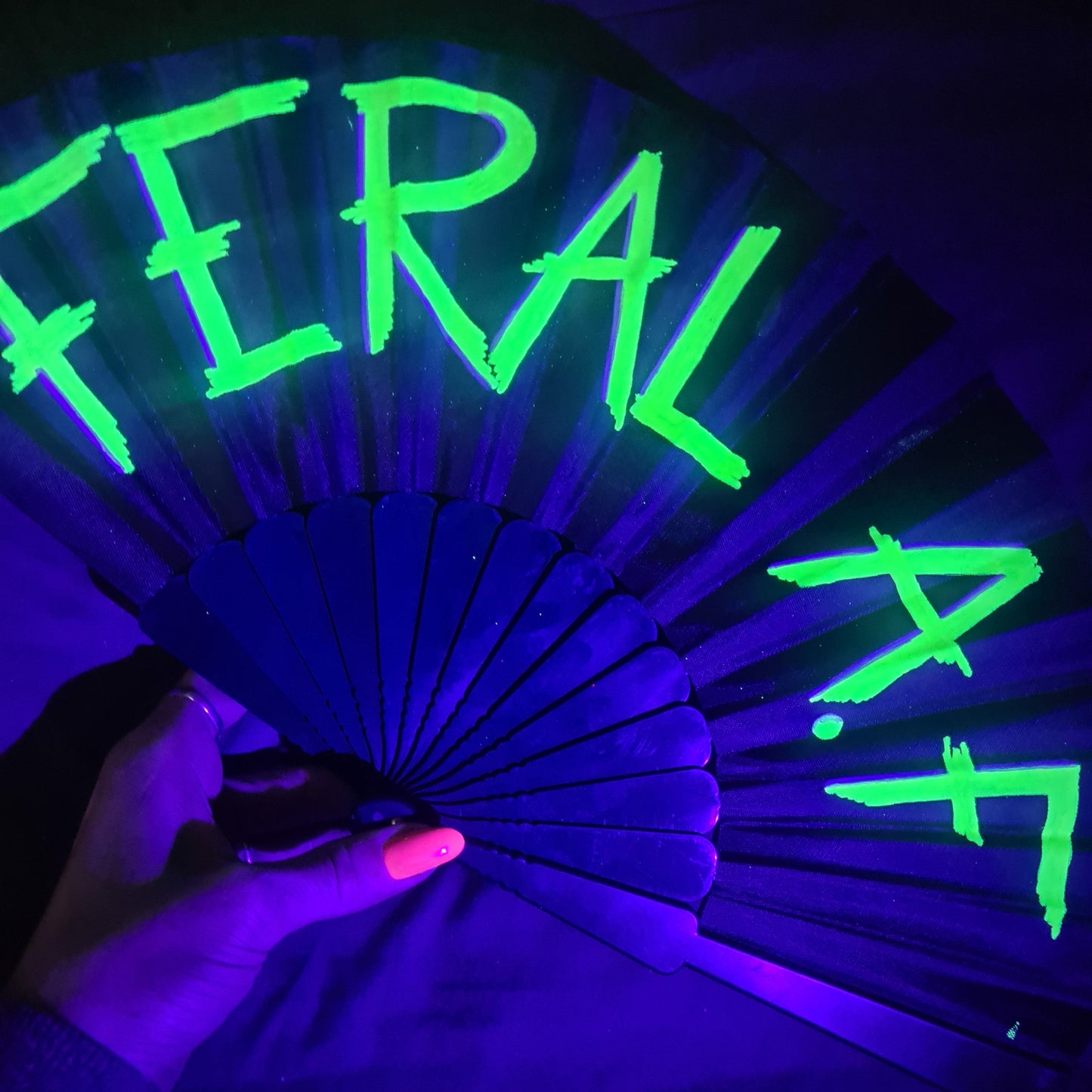 Feral A.F Small UV Rave Fan | Festival Hand Fan