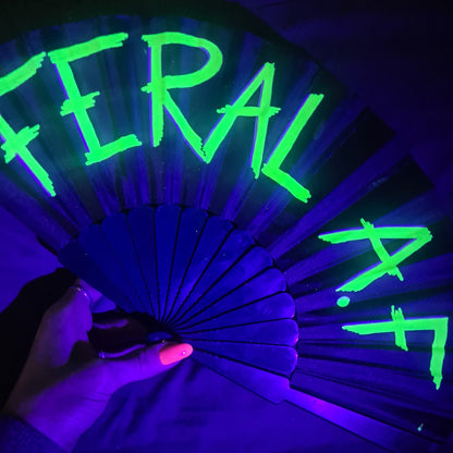Feral A.F Small UV Rave Fan | Festival Hand Fan