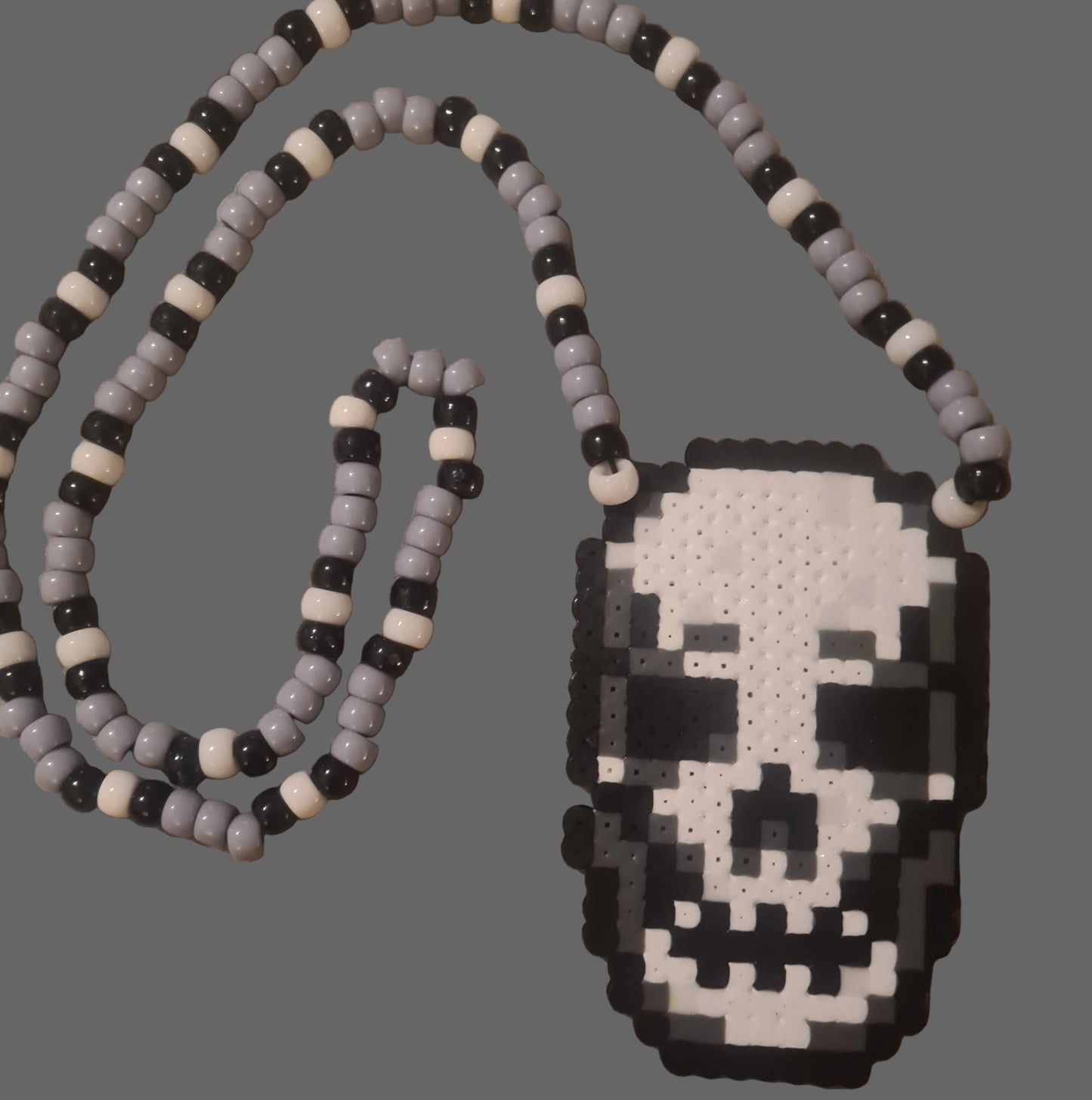 Skull Perler Kandi Necklace - Handmade EDM Festival Rave Jewellery
