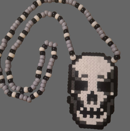 Skull Perler Kandi Necklace - Handmade EDM Festival Rave Jewellery
