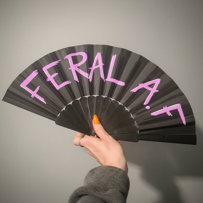 Feral A.F Small UV Rave Fan | Festival Hand Fan