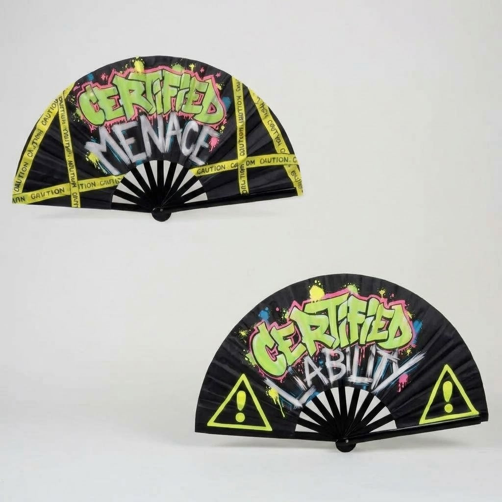 Certified Liability + Certified Menace UV Reactive Rave Fan Duo