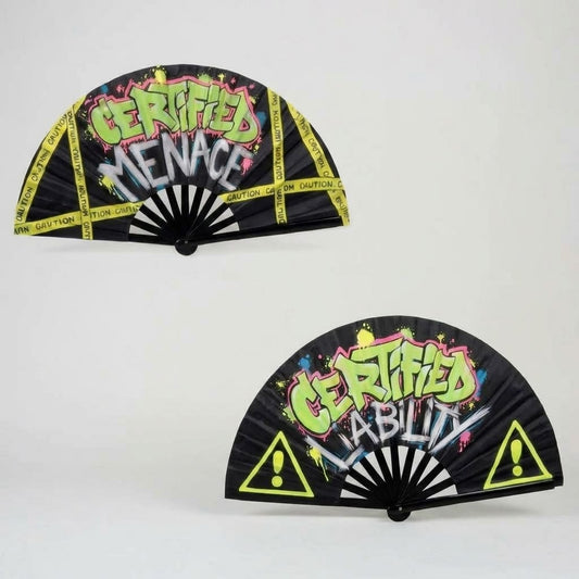 Certified Liability + Certified Menace UV Reactive Rave Fan Duo
