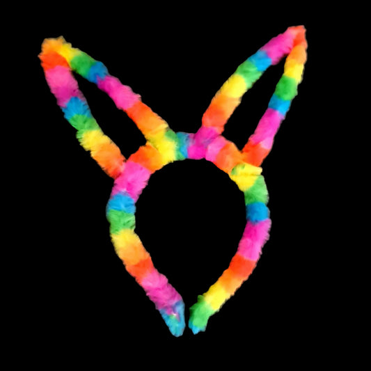 Rainbow Bunny Ears Headband – Festival & Rave Accessory