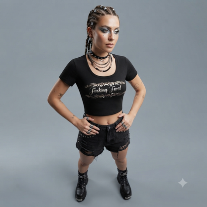 Fucking Feral Holographic Cropped Rave Top