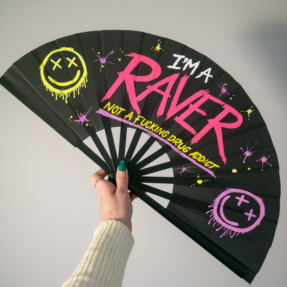 I'm A Raver UV Reactive Rave Fan