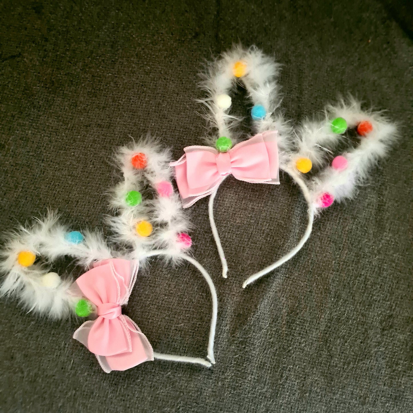 Fluffy Polka Dot Bunny Ears Headband – Festival & Easter Accessory