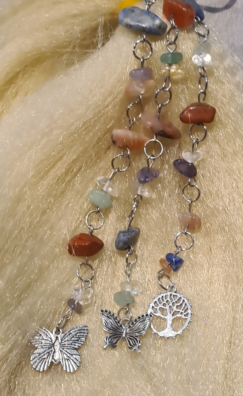 Chakra Stone Silver Hair Charms