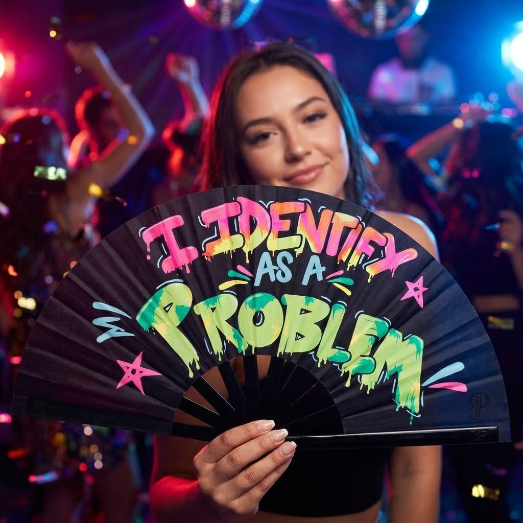 I Identify As A Problem - UV Reactive Rave Fan