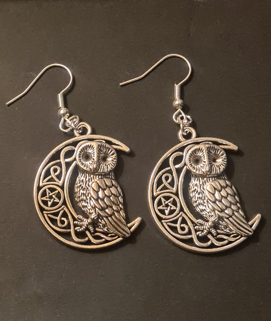 Owl & Moon Earrings