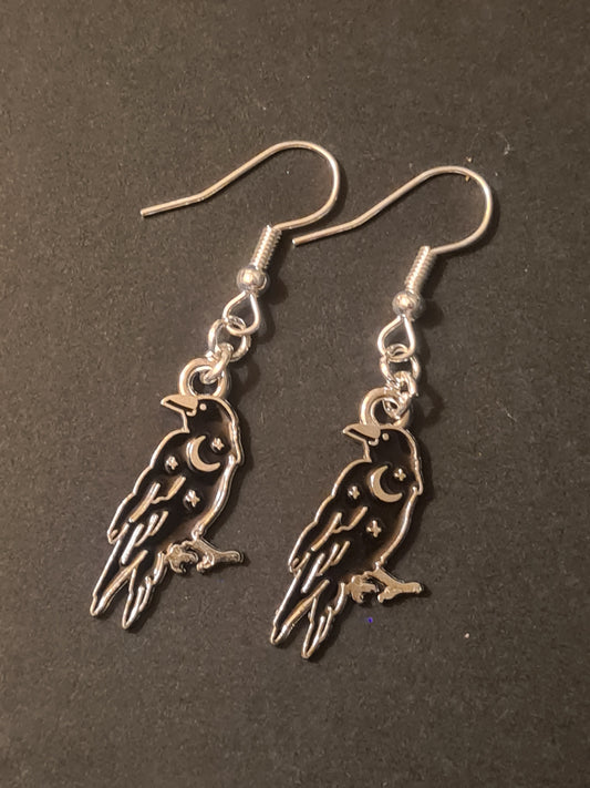 Starry Night Crow Earrings