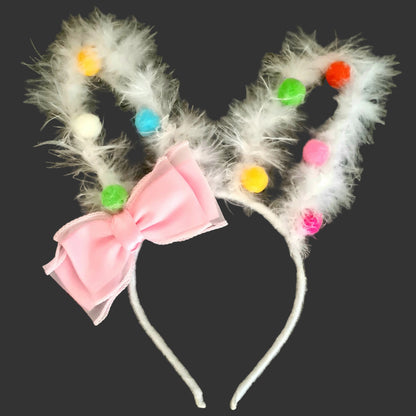 Fluffy Polka Dot Bunny Ears Headband – Festival & Easter Accessory