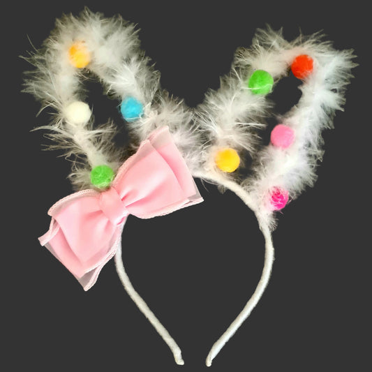 Fluffy Polka Dot Bunny Ears Headband – Festival & Easter Accessory