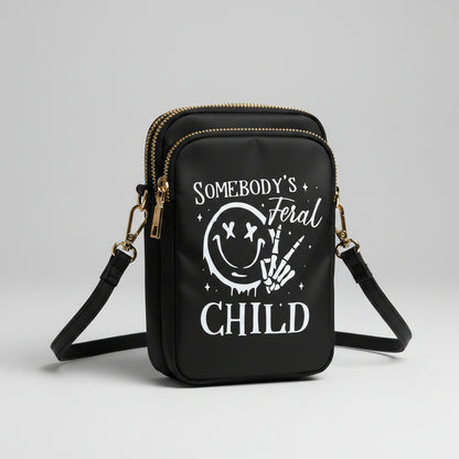 Somebody's Feral Child Festival Crossbody Bag | Gold Zip Rave Bag | FestEssential Treasures