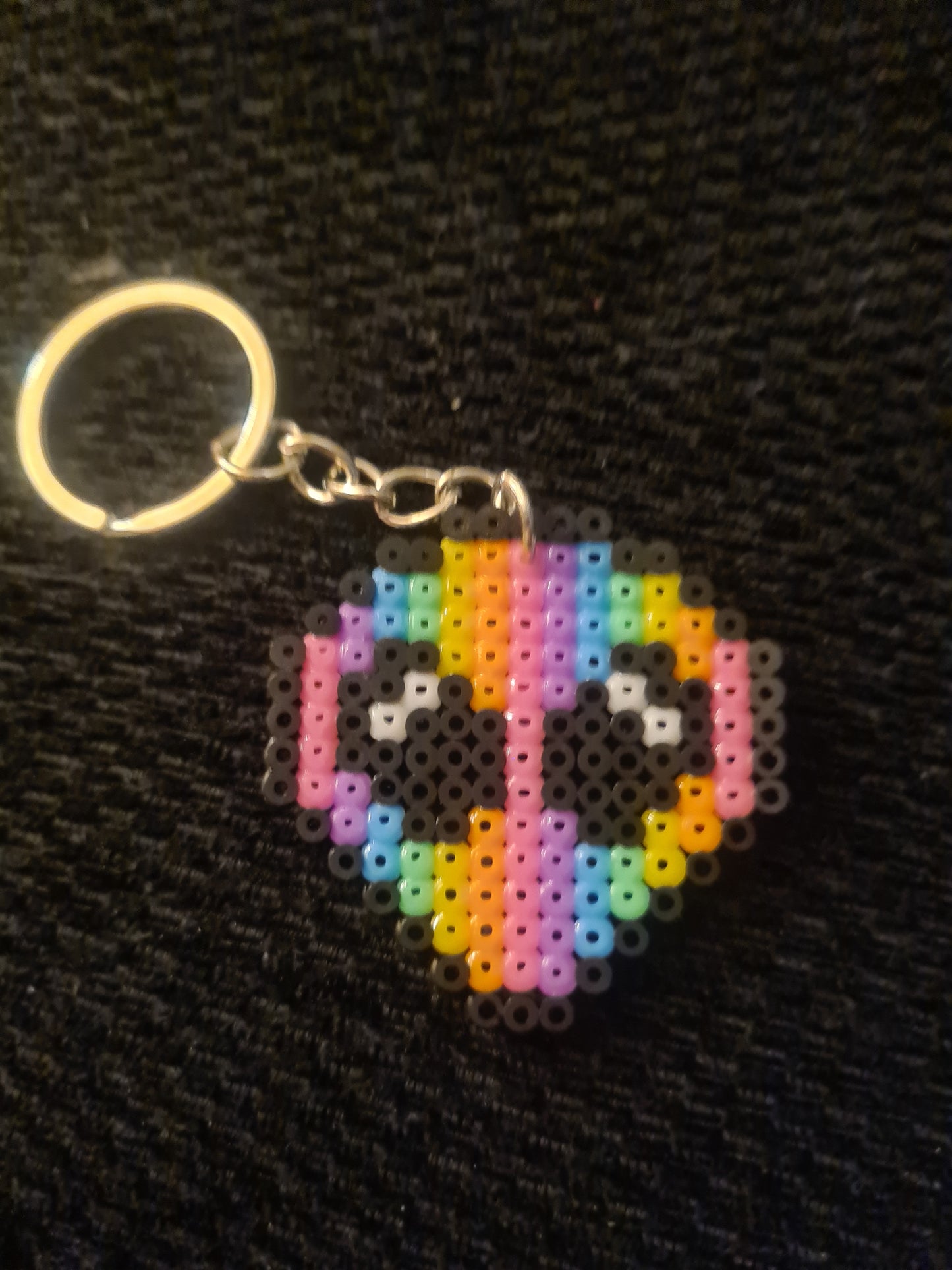 Rainbow Rave Kandi Perler Keyrings - Handmade EDM Festival Accessories