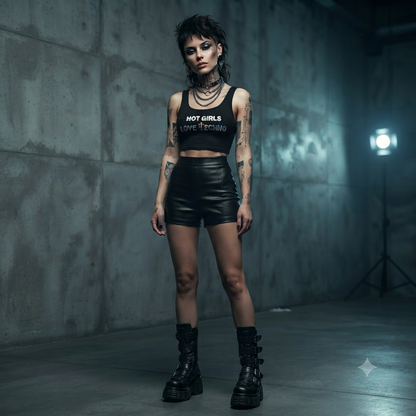 Hot Girls Love Techno Holographic Cropped Top