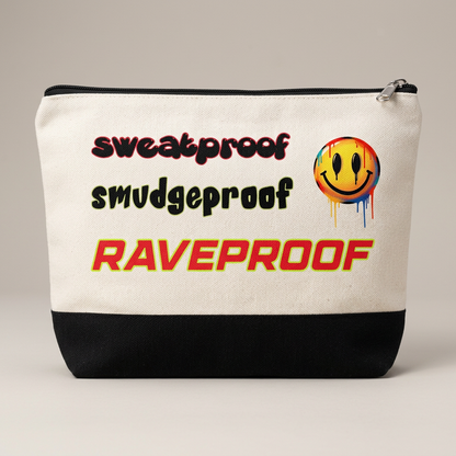 Square studio product photo of the rave makeup bag